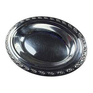 Oneida Silversmiths Oval Silverplate Serving Bowl Floral Rim Vintage